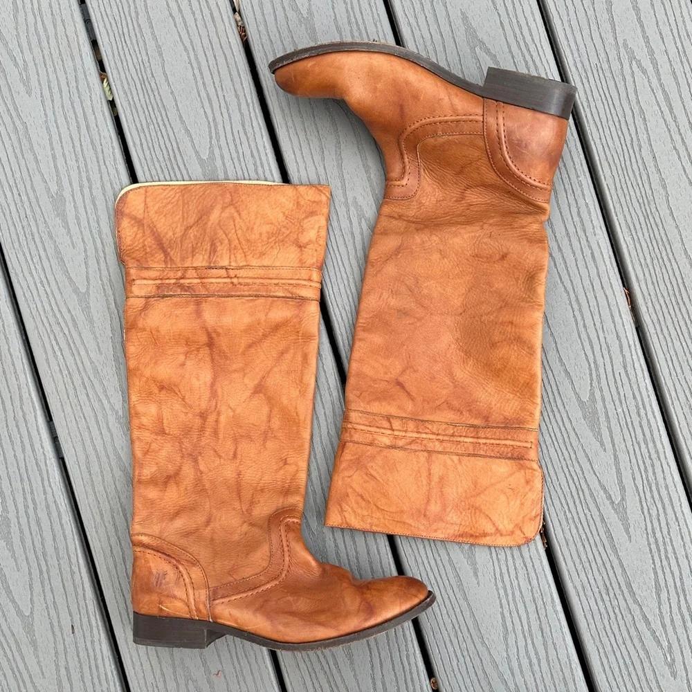 Vintage Frye Melissa Riding Boots Brown Leather Knee-High 76422 - Picture 12 of 16